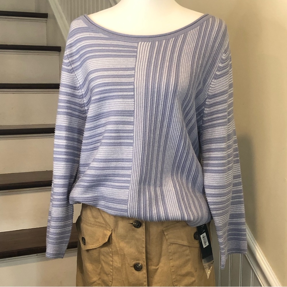 HABITAT Purple Woven 3/4 Sleeve Crewneck Sweater Sz XL